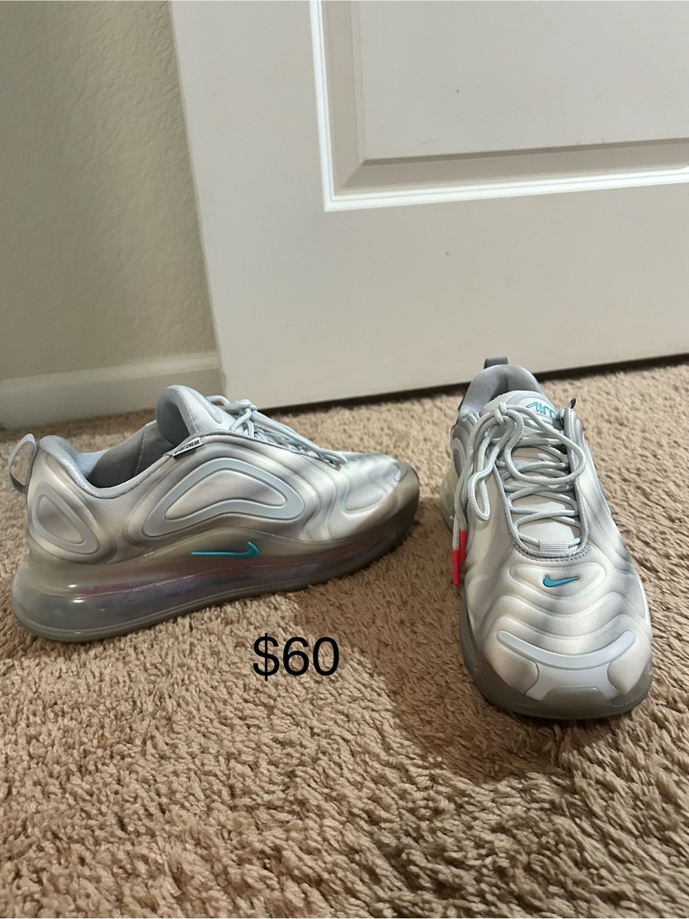 Nike Silver Sneakers with Teal Swoosh